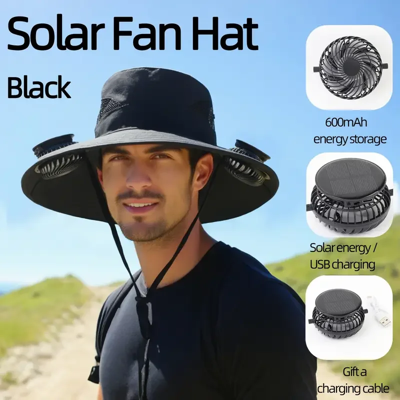Renewable Energy Fan - Erkek Hızlı Kuru Kova Şapka Büyük